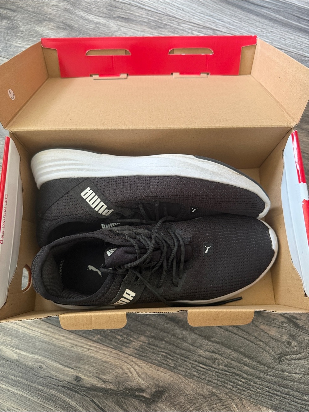 Puma Black Knit Athletic Sneakers with White Sole